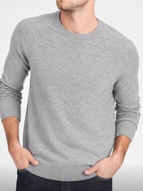 Banana Republic Light Grey 100% Organic Cotton Sportif Raglan Sweater